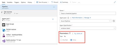 azure pipelines parameters|azure pipelines template parameters.